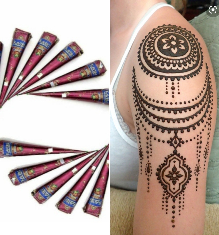 12 henna mehndi cones for temporary natural tattoo
